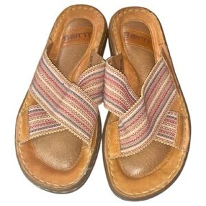 Born Multicolor Striped Slip-On Sandals
